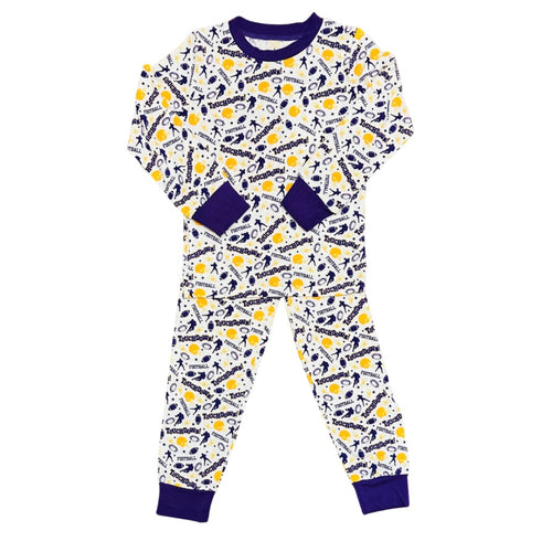 Belle Cher Purple and Gold Football Two Piece Pajama