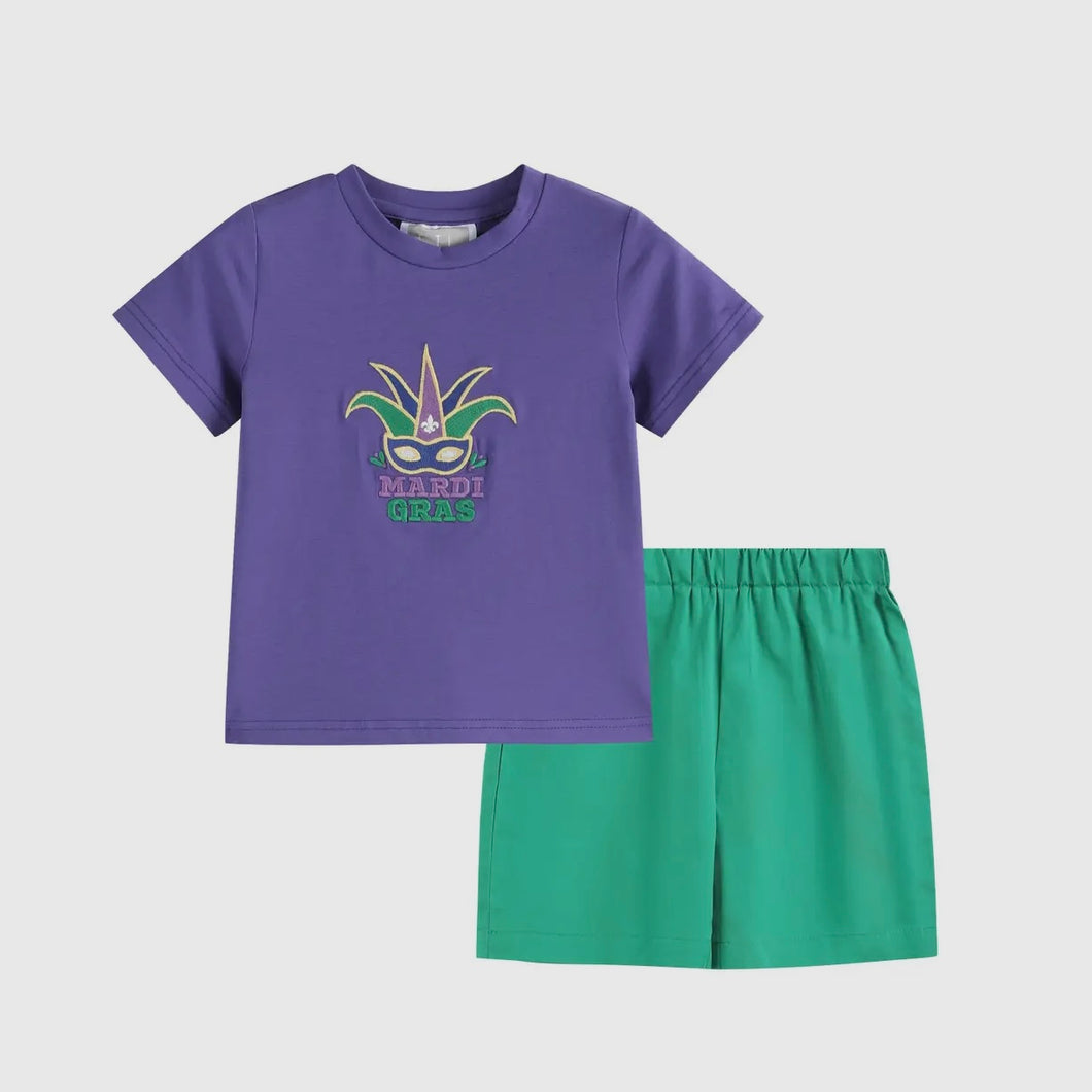 Lil Cactus Boys Mard Gras Short Set