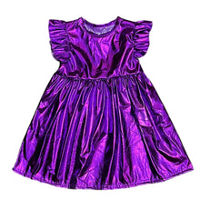 Belle Cher Girls Metallic Dress-Available in Solid Purple and Solid Gold
