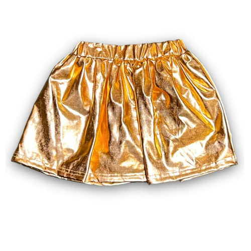 Belle Cher Girls Metallic Skort-Available in Gold Metallic and Green Metallic