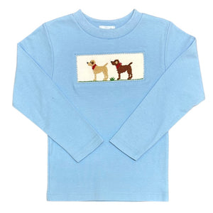Vive La Fete Boys Light Blue Labrador Smocked Shirt