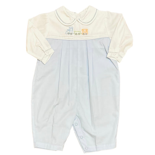 Petit Ami Boys Long Sleeve Longall with Train Embroidery and Peter Pan Collar