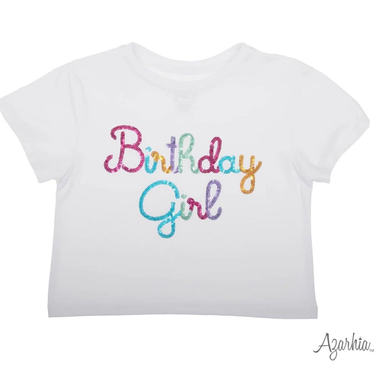 Azarhia Girls Sequin Birthday Girl Top