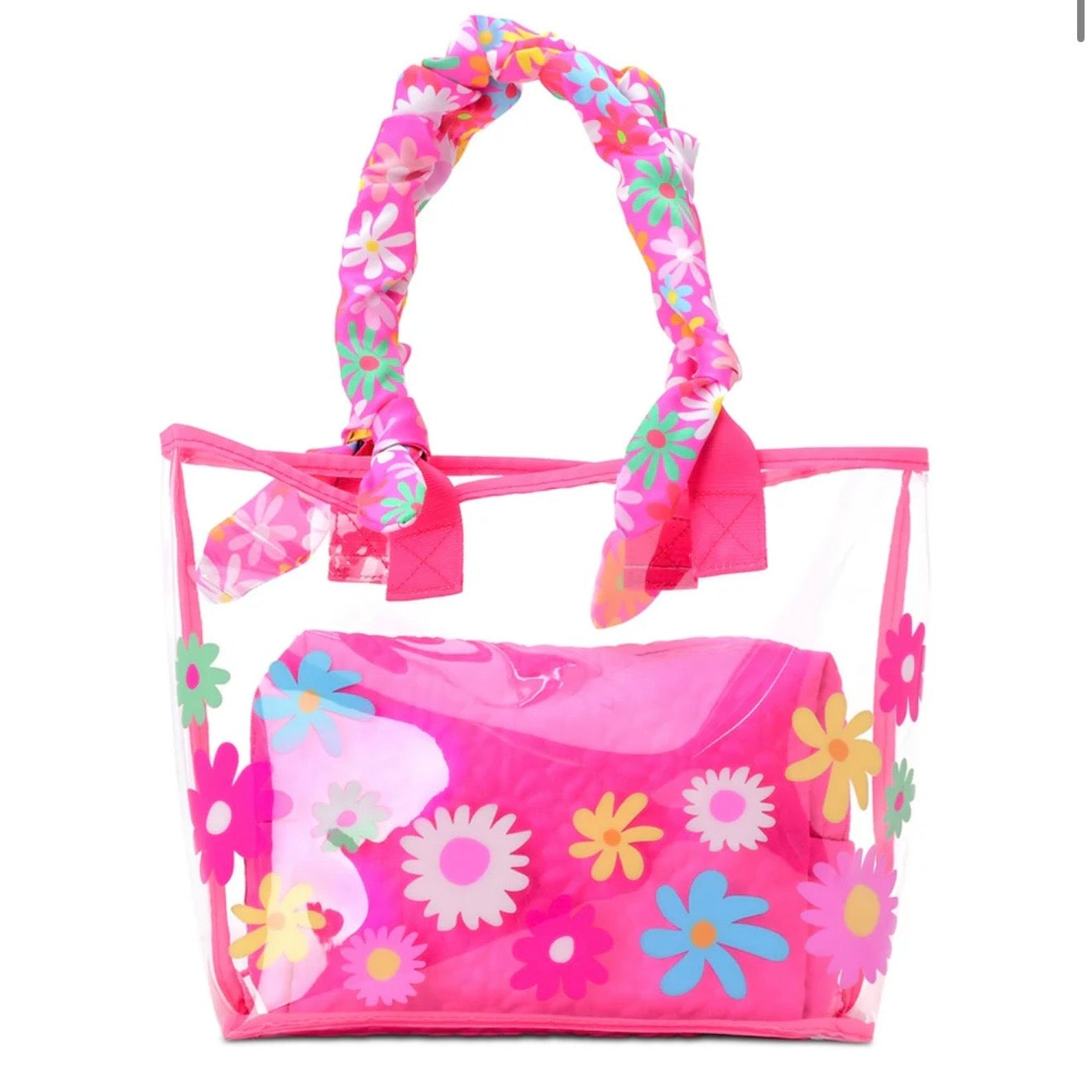 Iscream Puffy Flowers Clear Tote