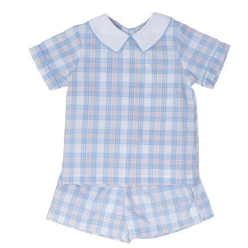 The Oaks John Pink and Blue Plaid Short Set