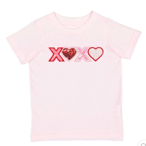 Sweet Wink Sequin Patch Valentine's Day Short Sleeve Tee