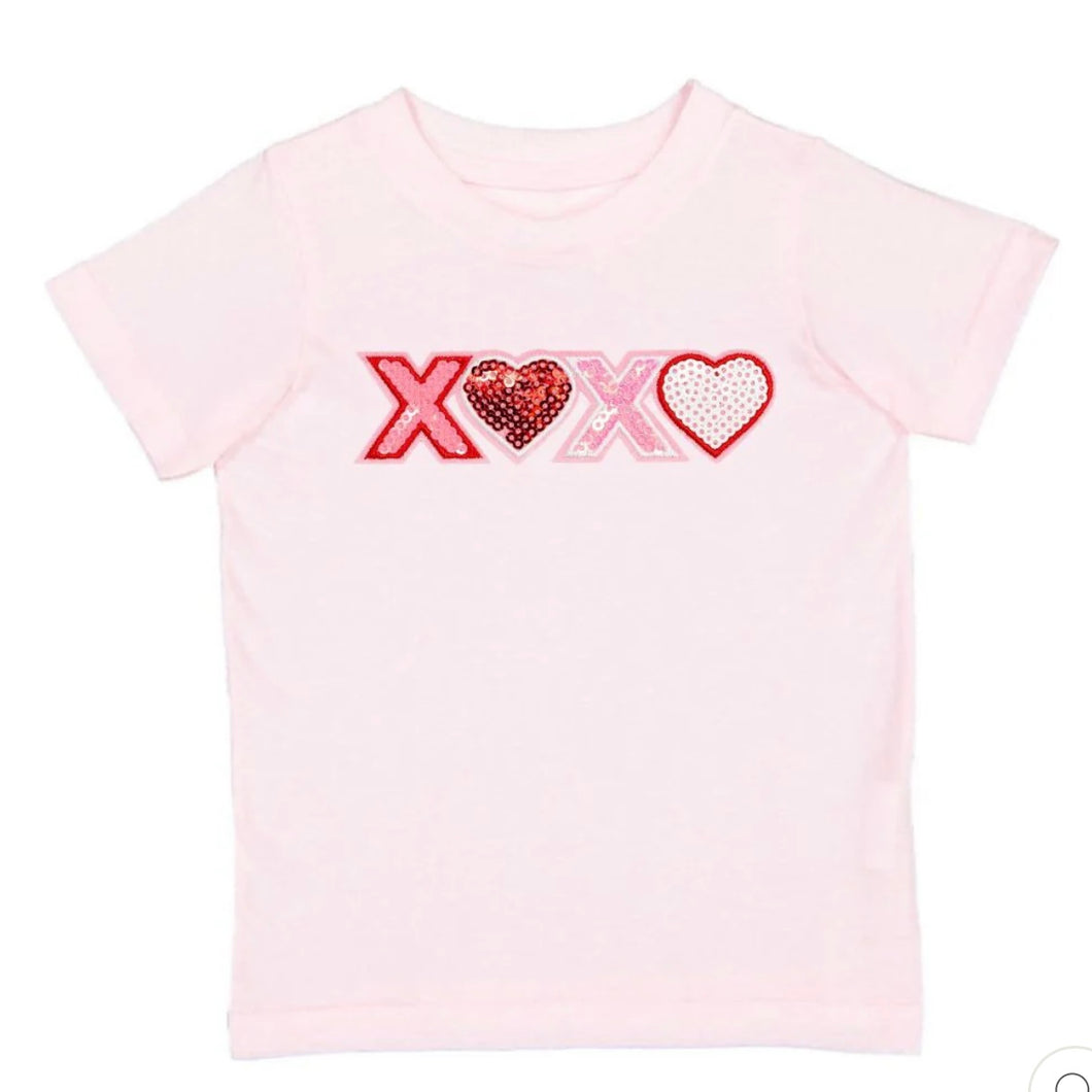 Sweet Wink Sequin Patch Valentine's Day Short Sleeve Tee