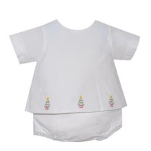 Baby Sen White Bailey Christmas Diaper Set with Christmas Tree Embroidery
