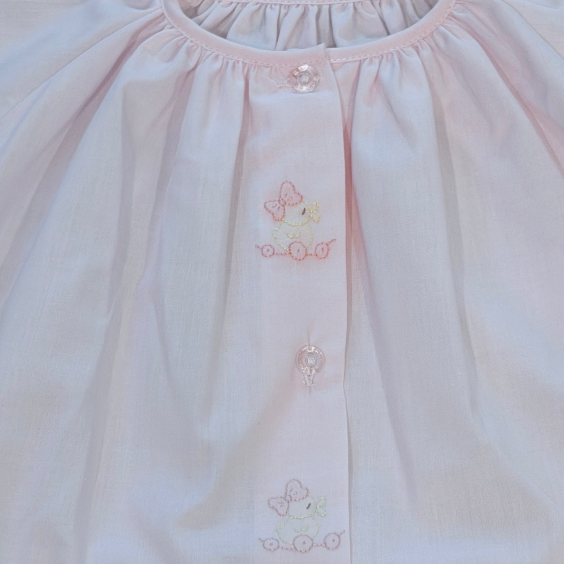 Auraluz Girls Pink Day Gown with Bow Chick Shadow Stitching