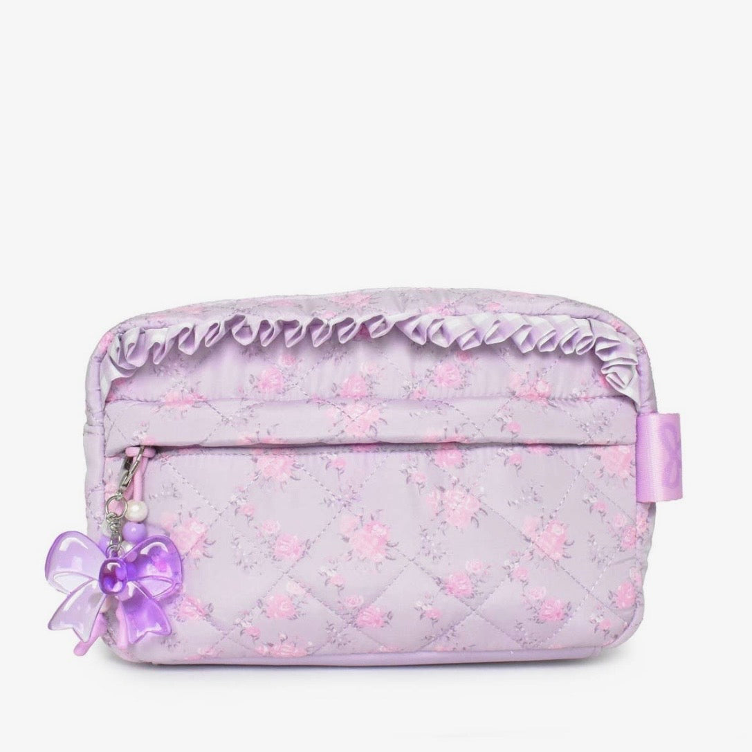 OMG Misty Quilted Floral Printed Pouch with Charm