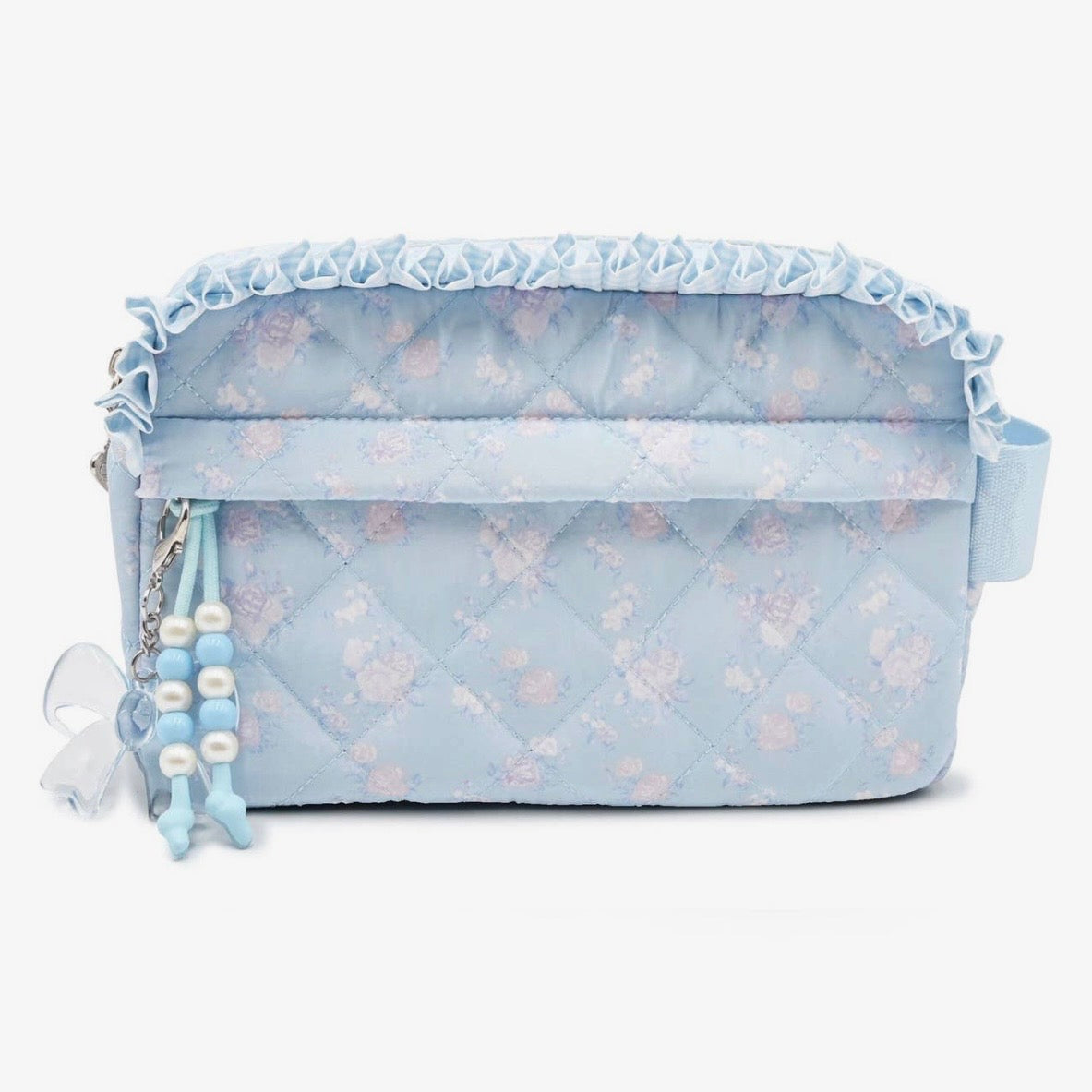 OMG Frost Quilted Floral Printed Pouch with Charm