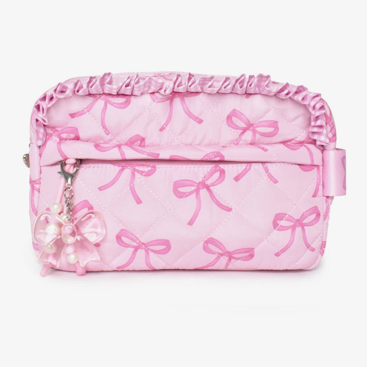 OMG Pink Lollipop Quilted Bow Printed Pouch with Charm