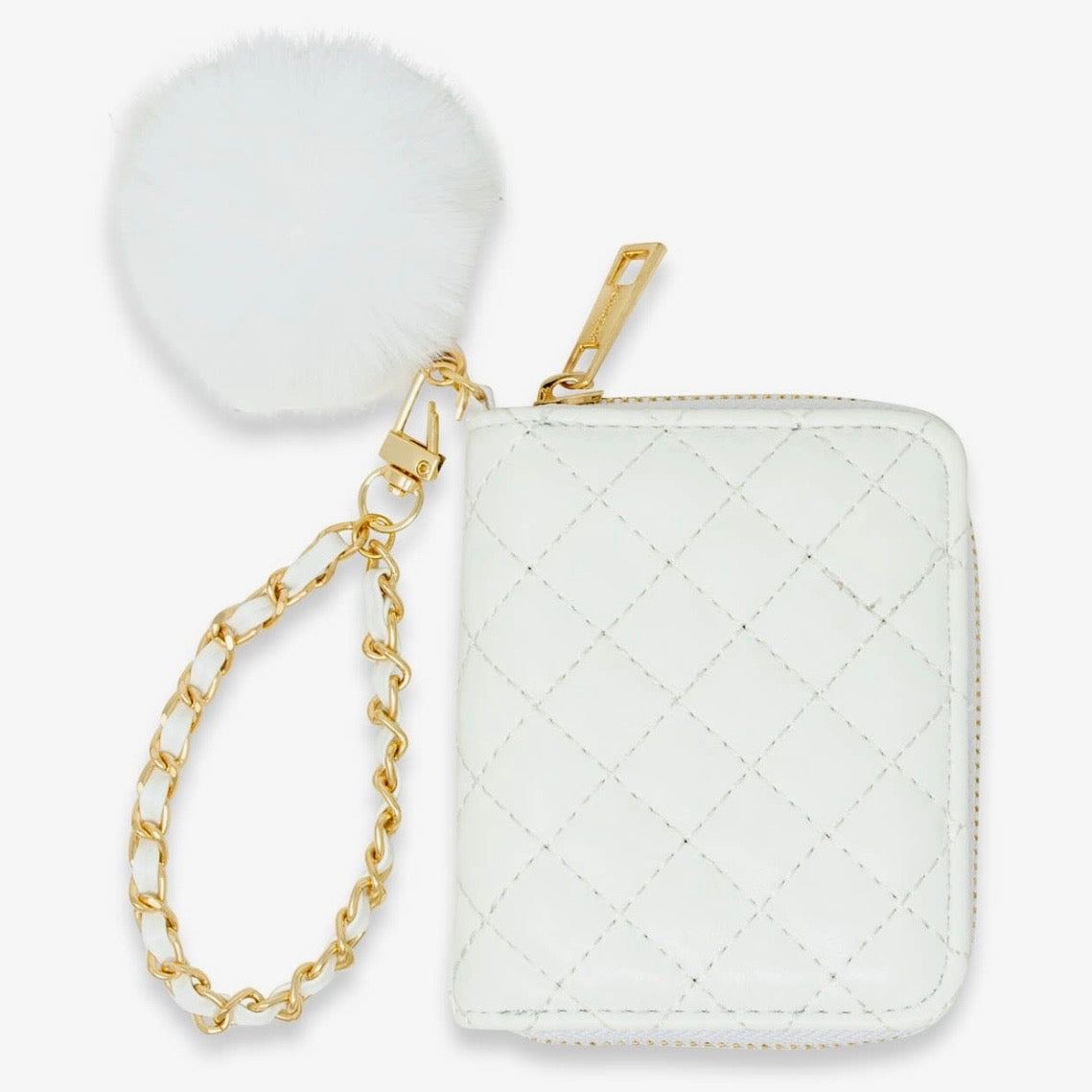 Tiny Treats White Quilted Chain Strap Wallet