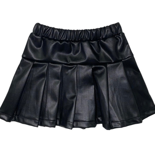 Emma Jean Faux Leather Black Pleated Skirt