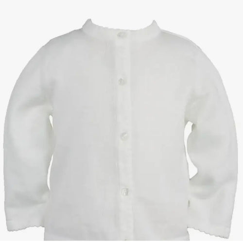 Petit Ami Girls White Scallop Edge Cardigan Sweater