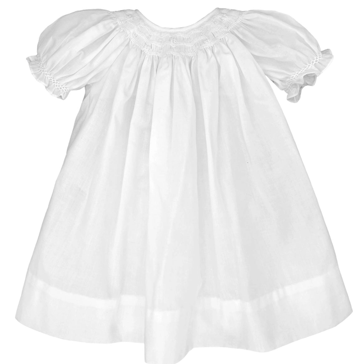 Petit Ami White Daygown with Wave Smocking