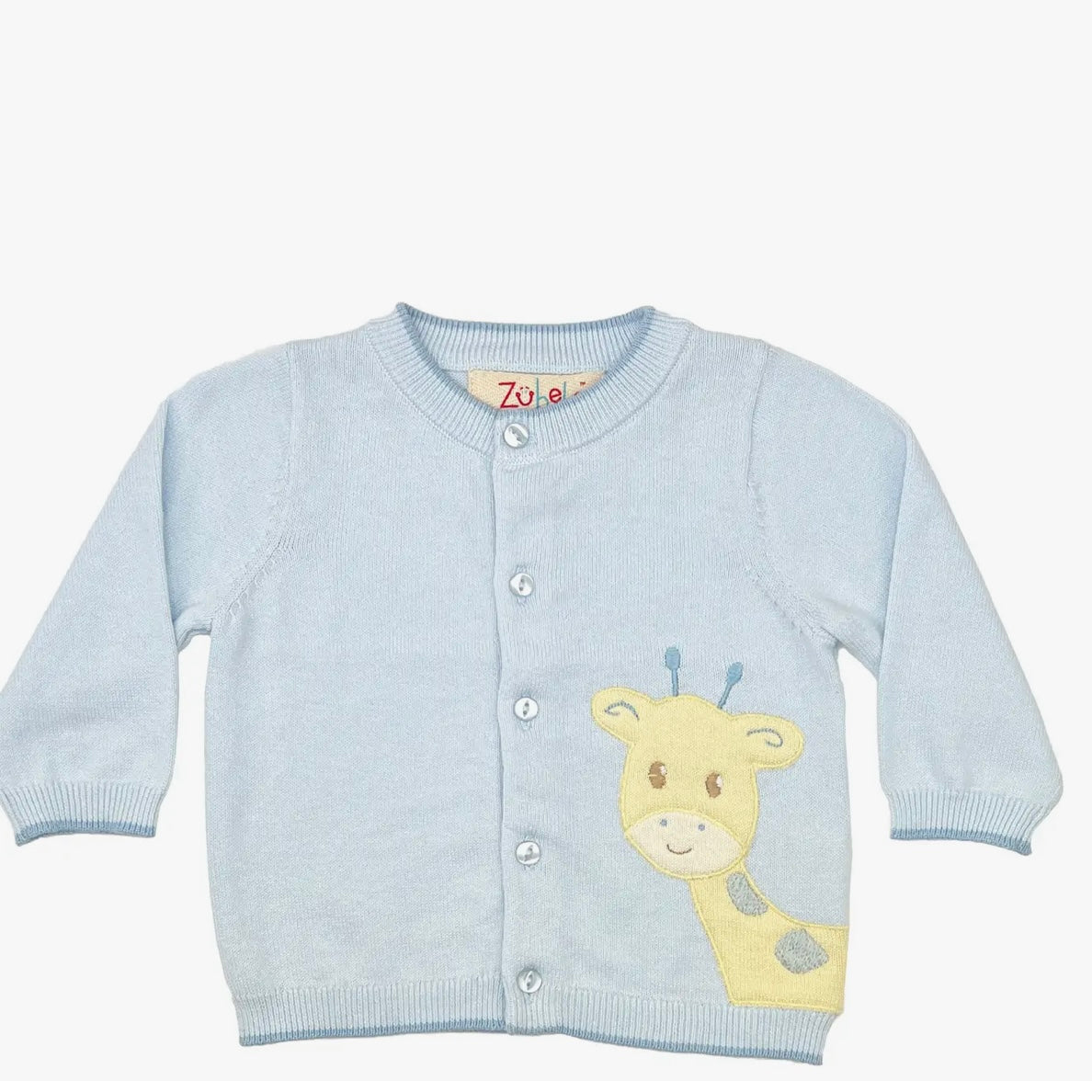 Zubles Light Blue Giraffe Peek-A-Boo Cardigan Sweater