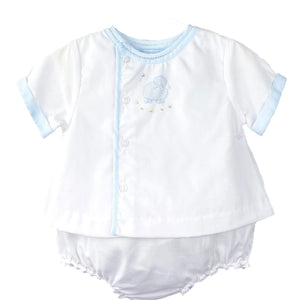 Petit Ami Shadow Stitch Lamb Diaper Set - Available in Pink and Blue