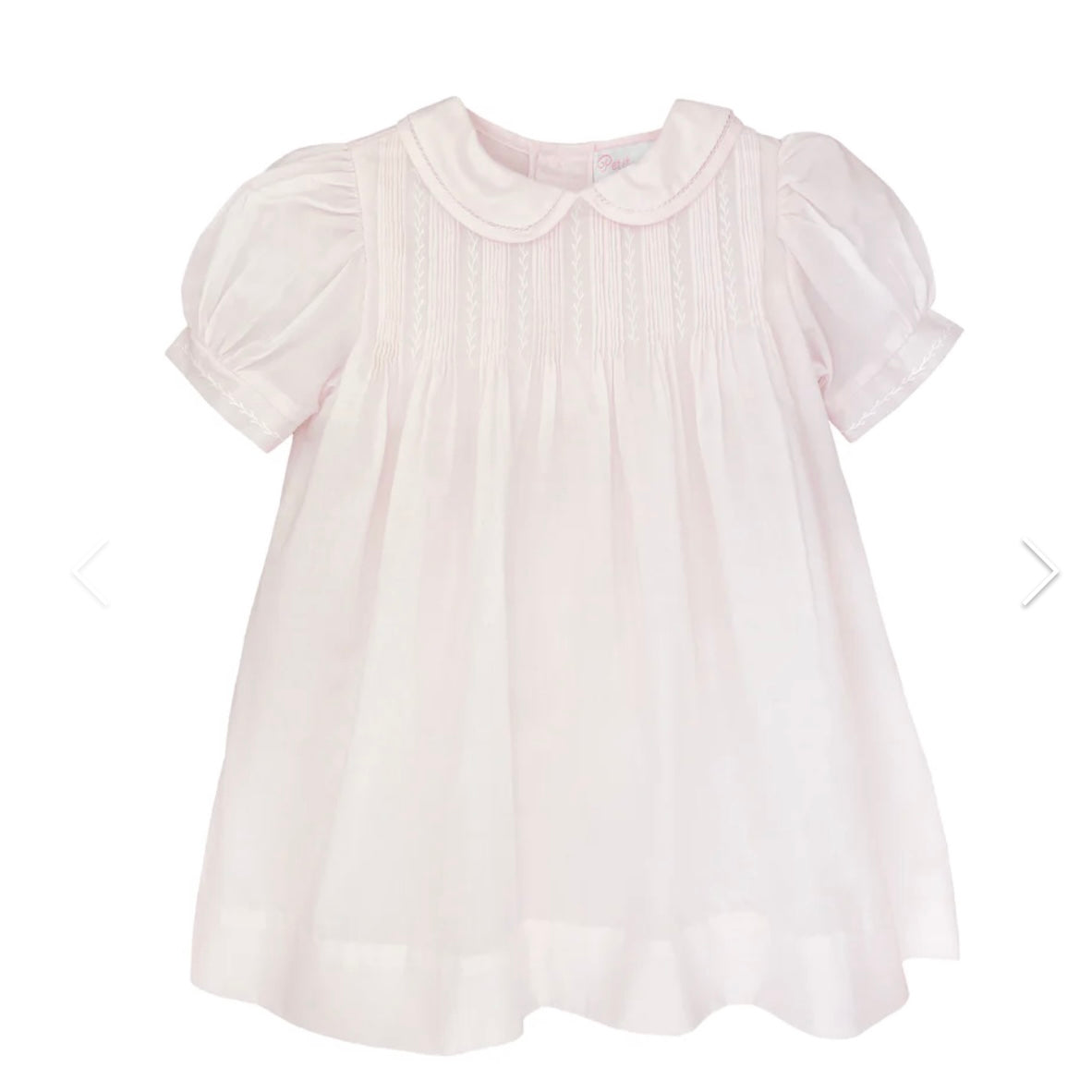 Petit Ami Girls Pintuck Pink Dress with Featherstitching