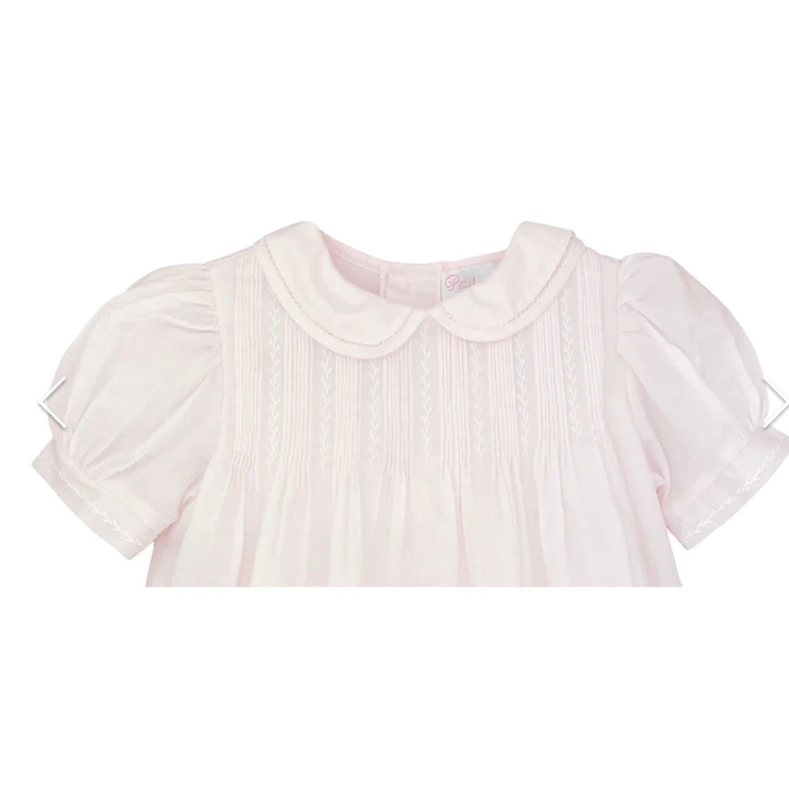 Petit Ami Girls Pintuck Pink Dress with Featherstitching