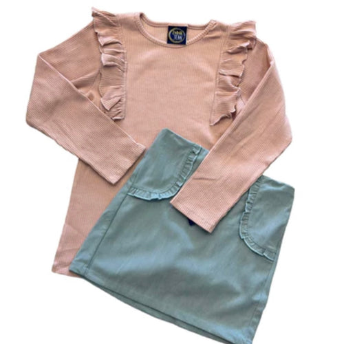 Emma Jean Quinn Skirt Set - Rose Shirt and Light Blue Skirt
