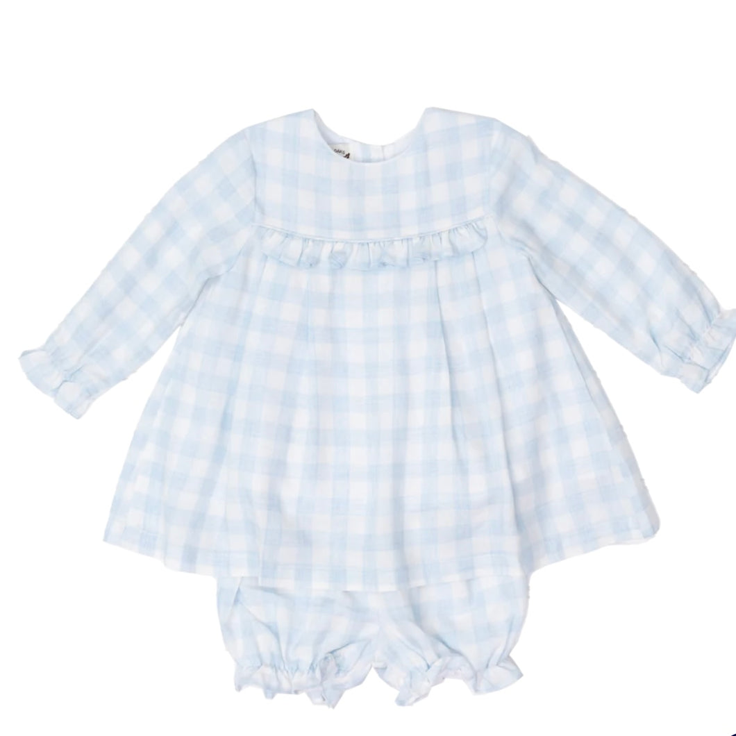 The Oaks Danielle Soft Blue Check Girls Bloomer Set