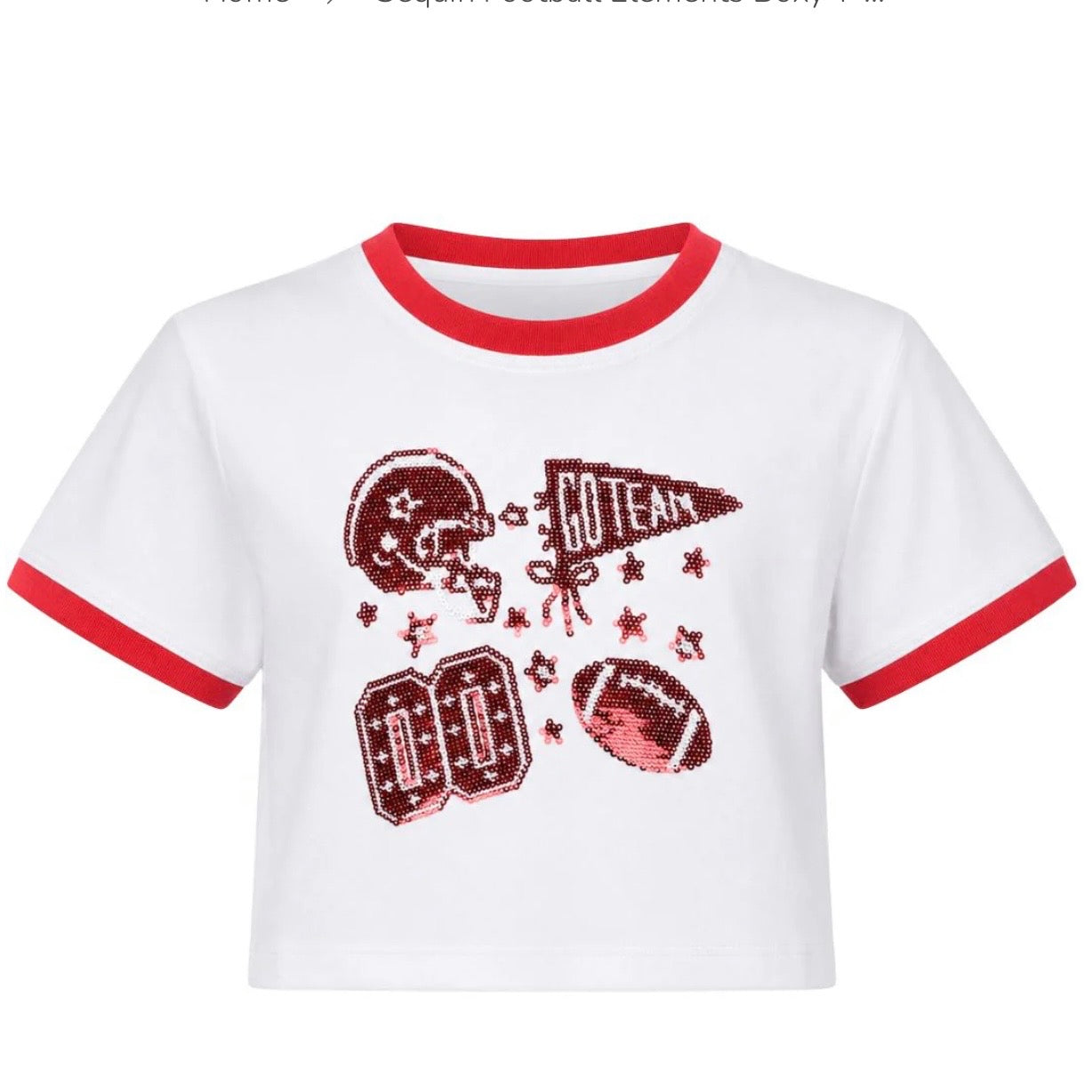 Azarhia Sequin Football Elements Boxy Tee-Red