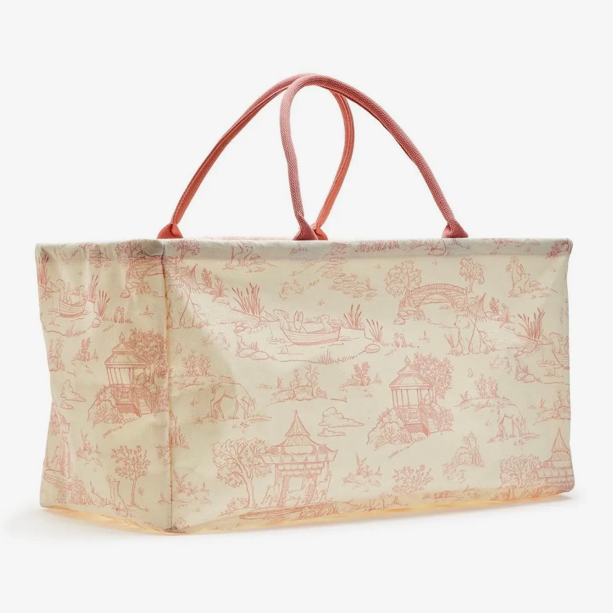 Cupcakes & Cartwheels Pink Toile Storage Tote
