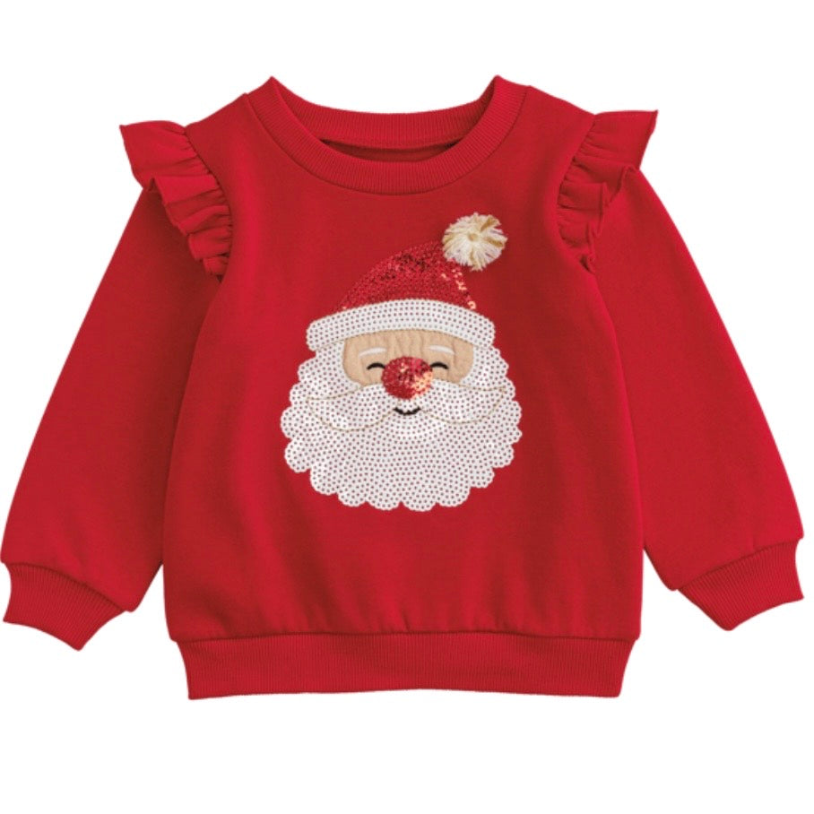 Mud Pie Girls Sequin Santa Sweatshirt