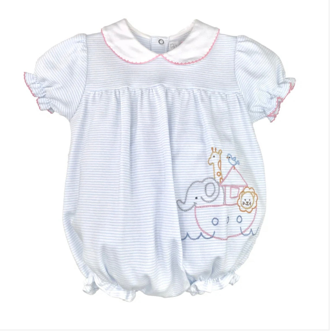 Petit Ami Girls Bubble with Noah's Ark Embroidery