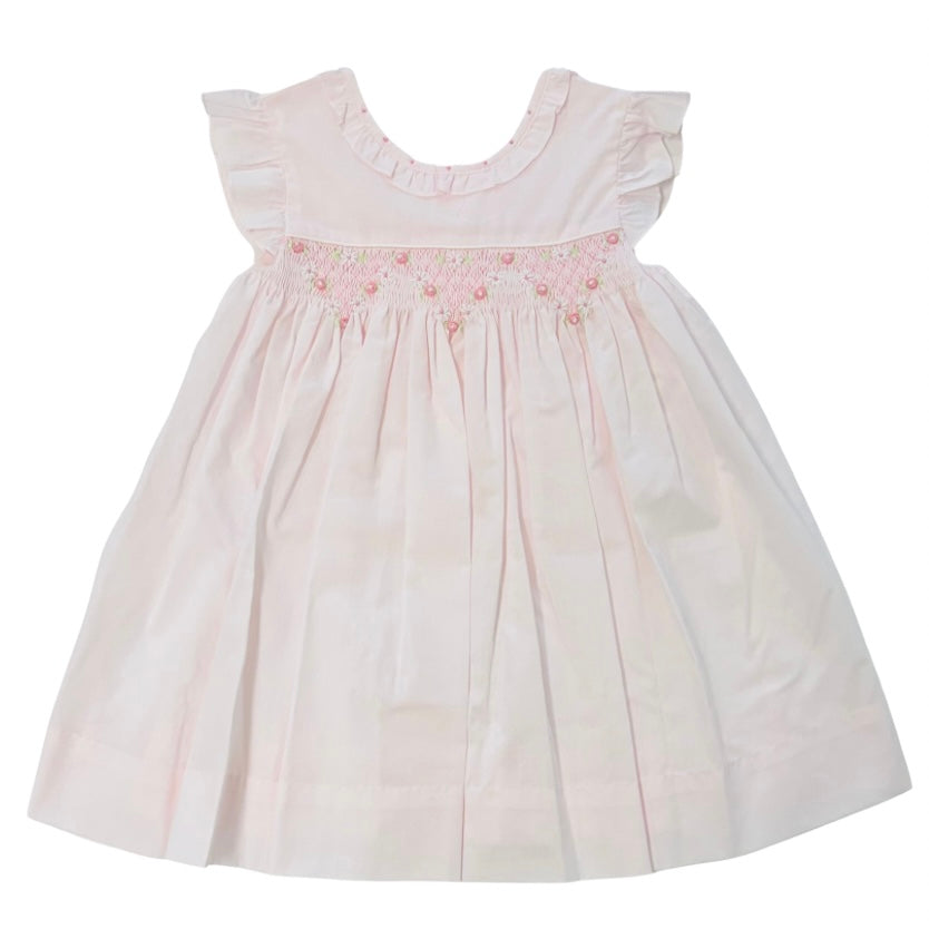 Petit Ami Pink Smocked Dress with Ruffle Collar