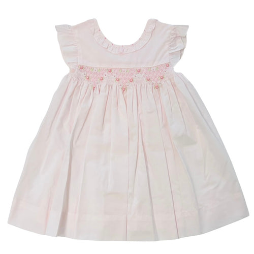 Petit Ami Pink Smocked Dress with Ruffle Collar