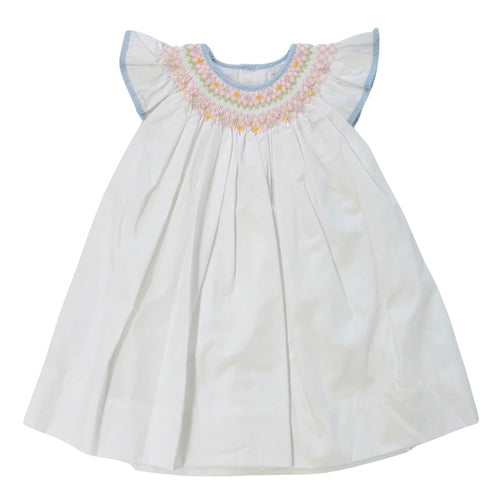 Petit Ami Girls White Smocked Dress