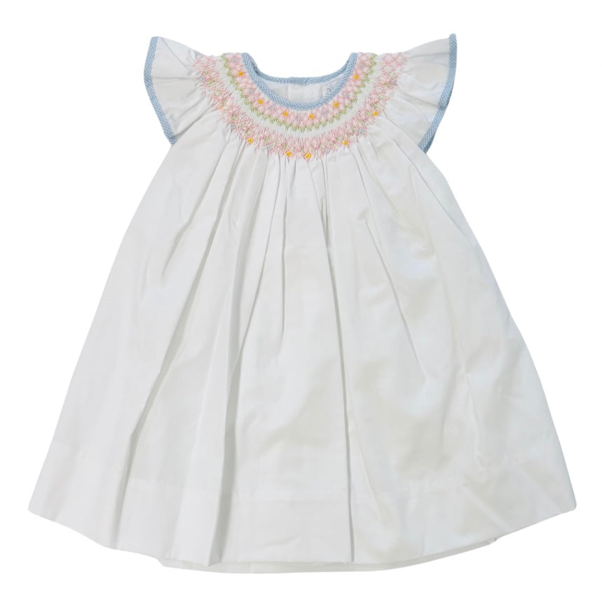 Petit Ami Girls White Smocked Dress