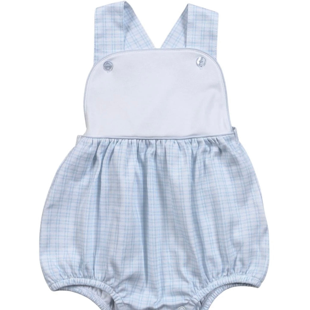 Baby Loren Blue Plaid Pima Sun Bubble