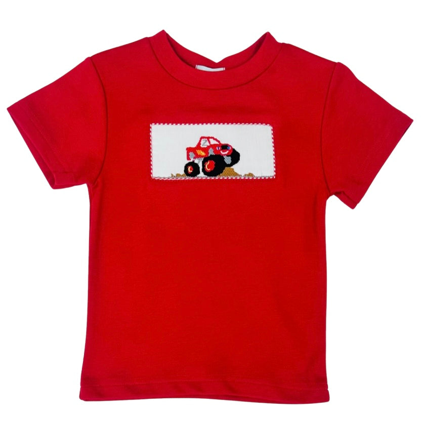 Vive La Fete Boys SS Smocked Monster Car Shirt