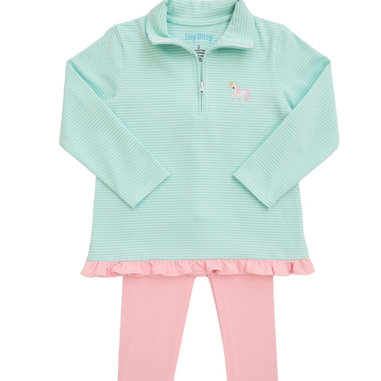 Itsy Bitsy Girls Unicorn Quarter Zip Pullover Set