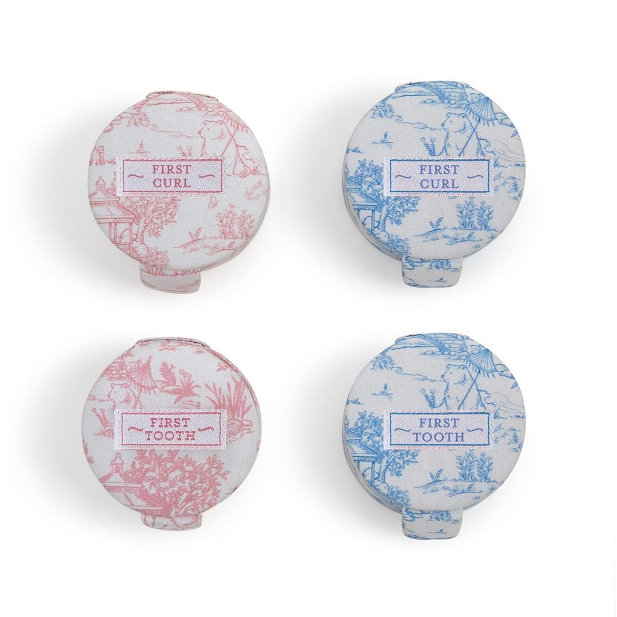 Two's Company Animal Toile First Tooth/First Curl Keepsake Box-Available in Pink and Blue