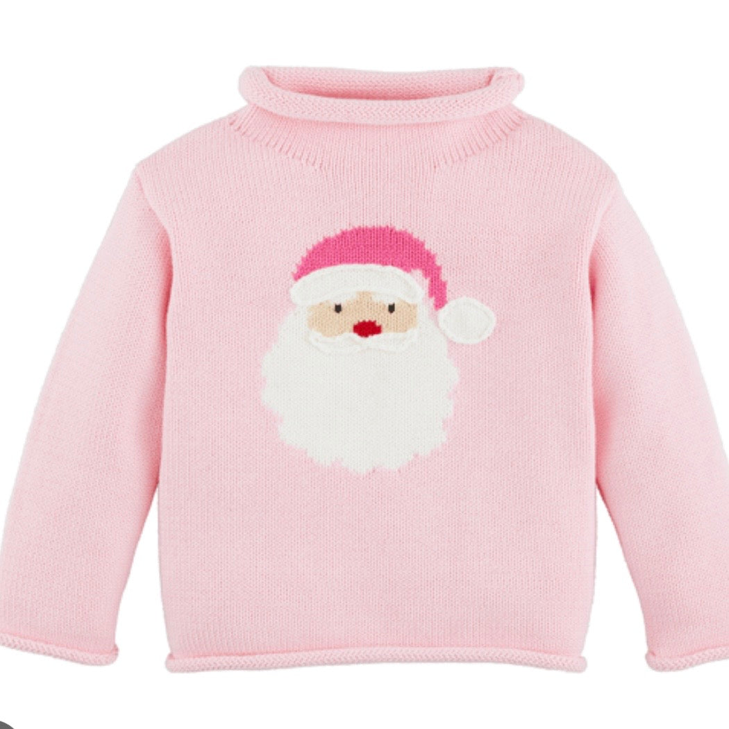 Mud Pie Girls Pink Santa Rollneck Sweater