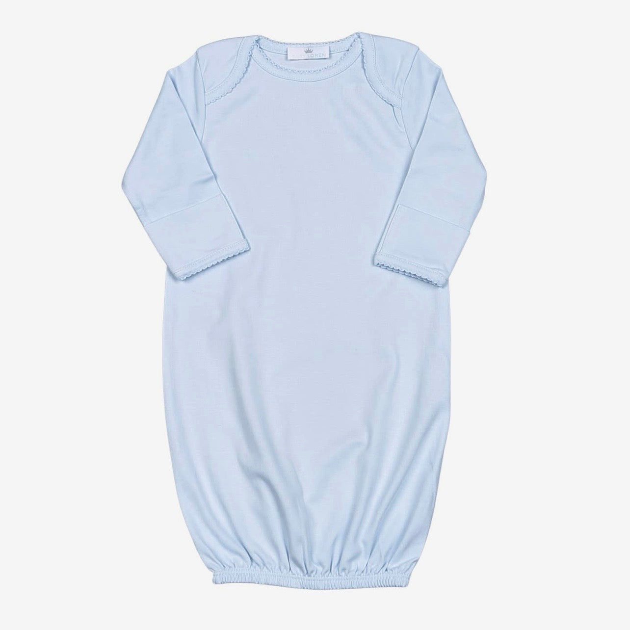 Baby Loren Blue Gown with Blue Picot Trim