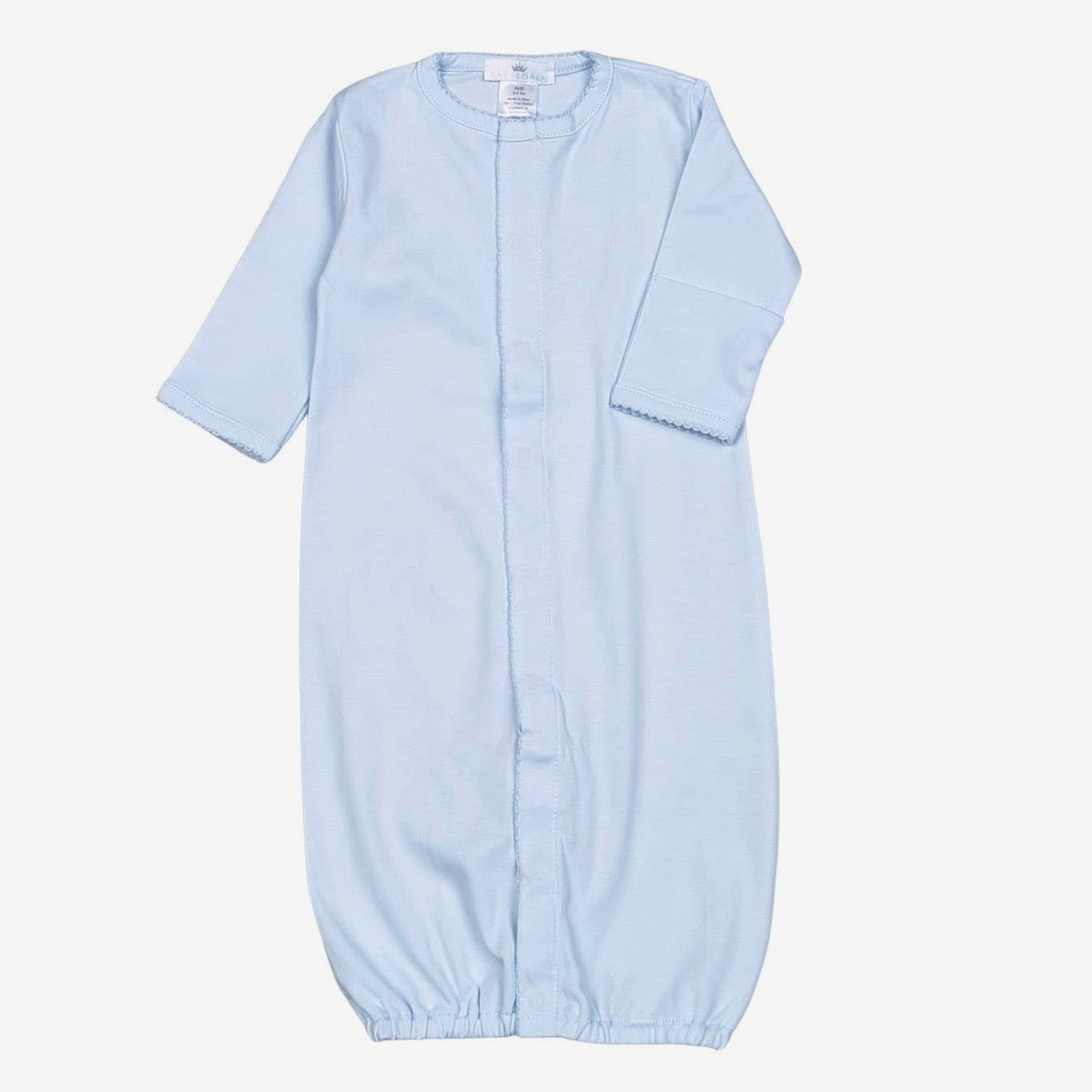 Baby Loren Blue Pima Converter with Blue Picot Trim