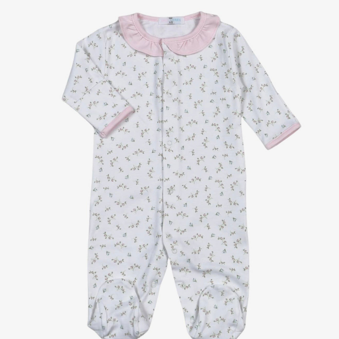 Baby Loren Bella Pink Floral Pima Snap Footie