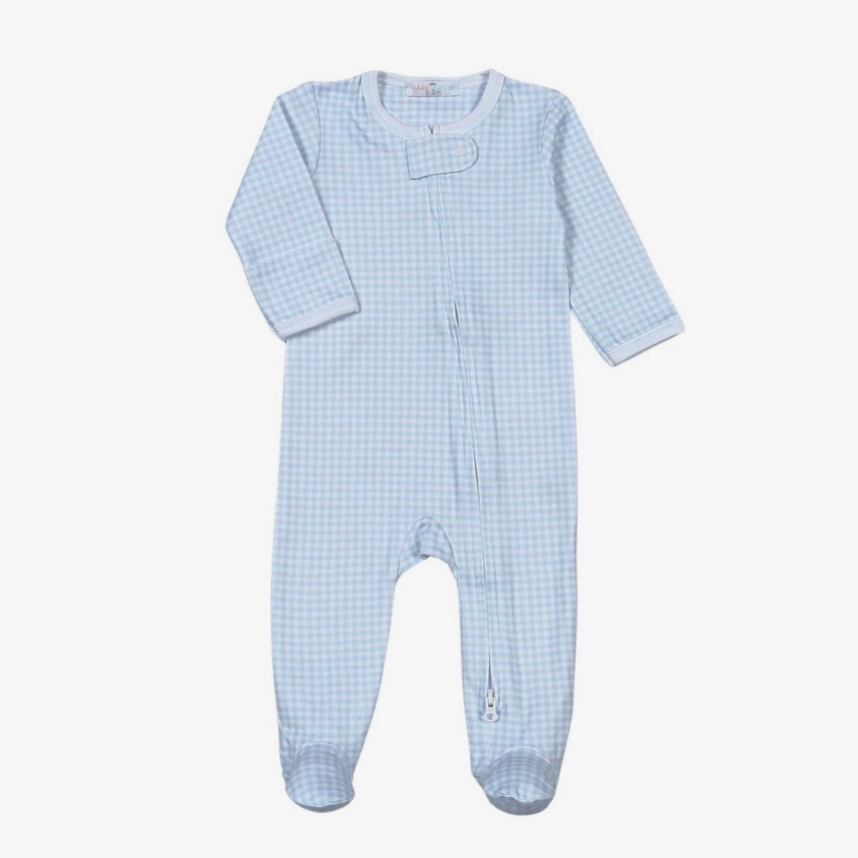 Baby Loren Blue Gingham Zipper Footie
