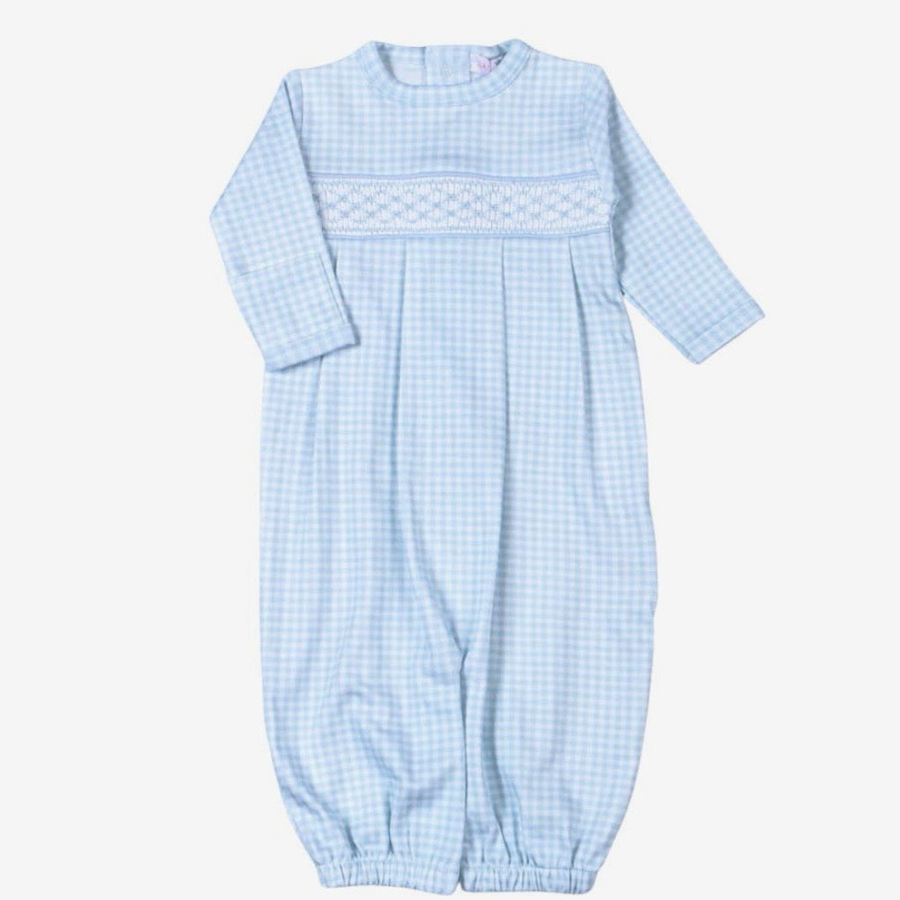 Baby Loren Blue Gingham Classic Pima Hand Smocked Converter