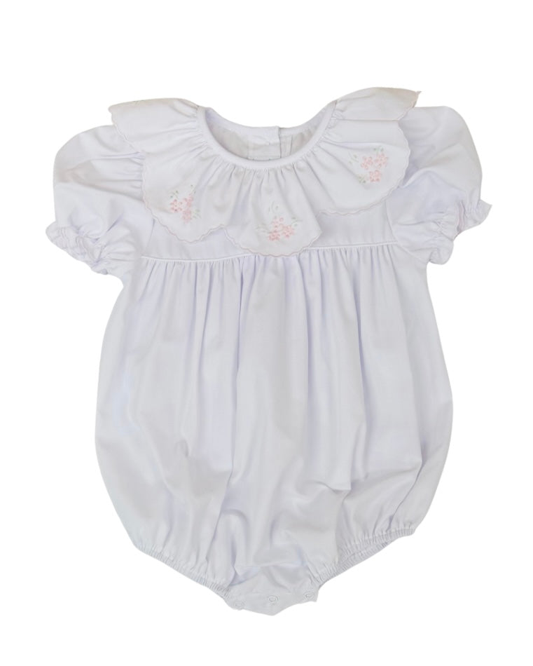Auraluz Girls White Bubble with Scalloped Collar