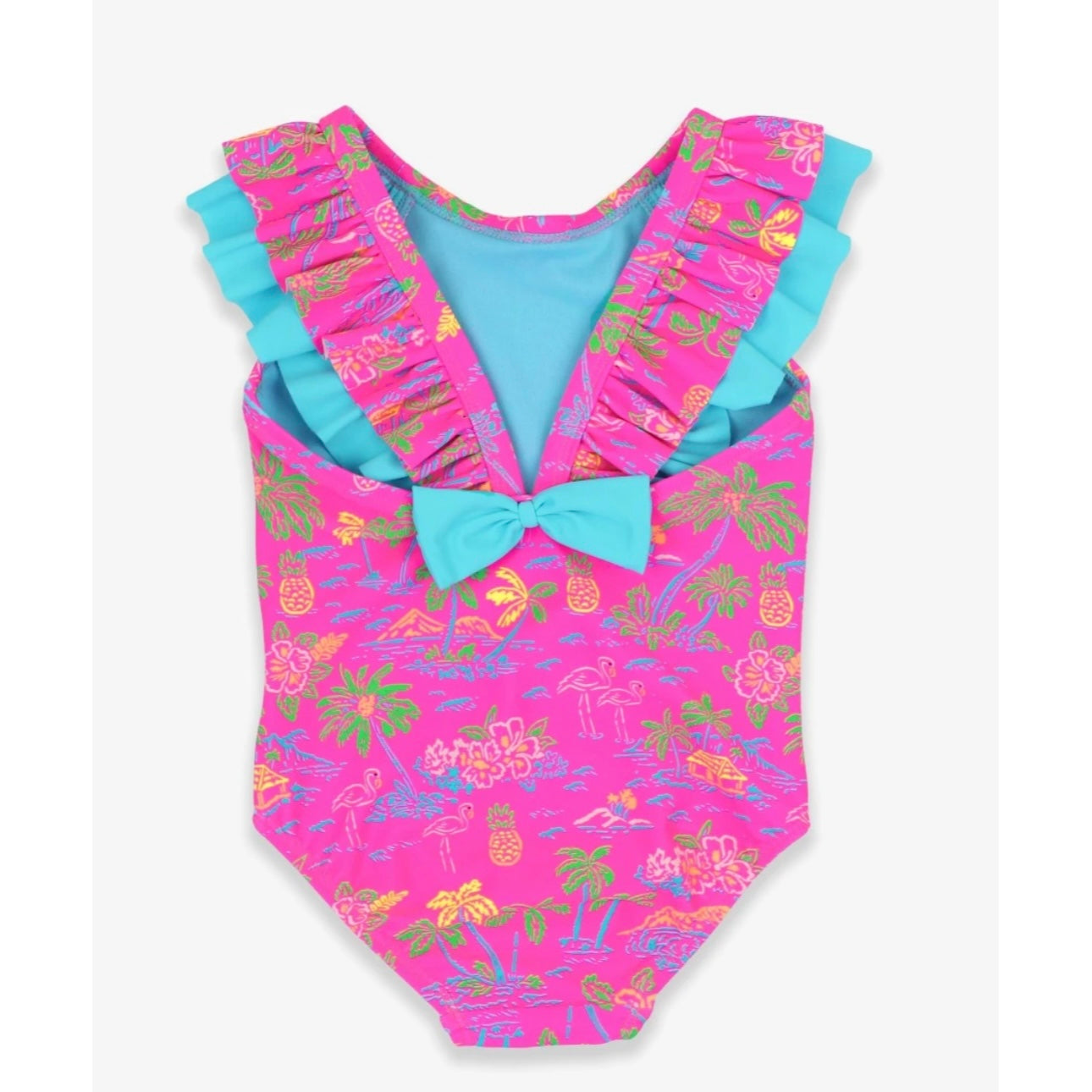 Ruffle Butts Girls One Piece Neon Island Time Ruffle V Back