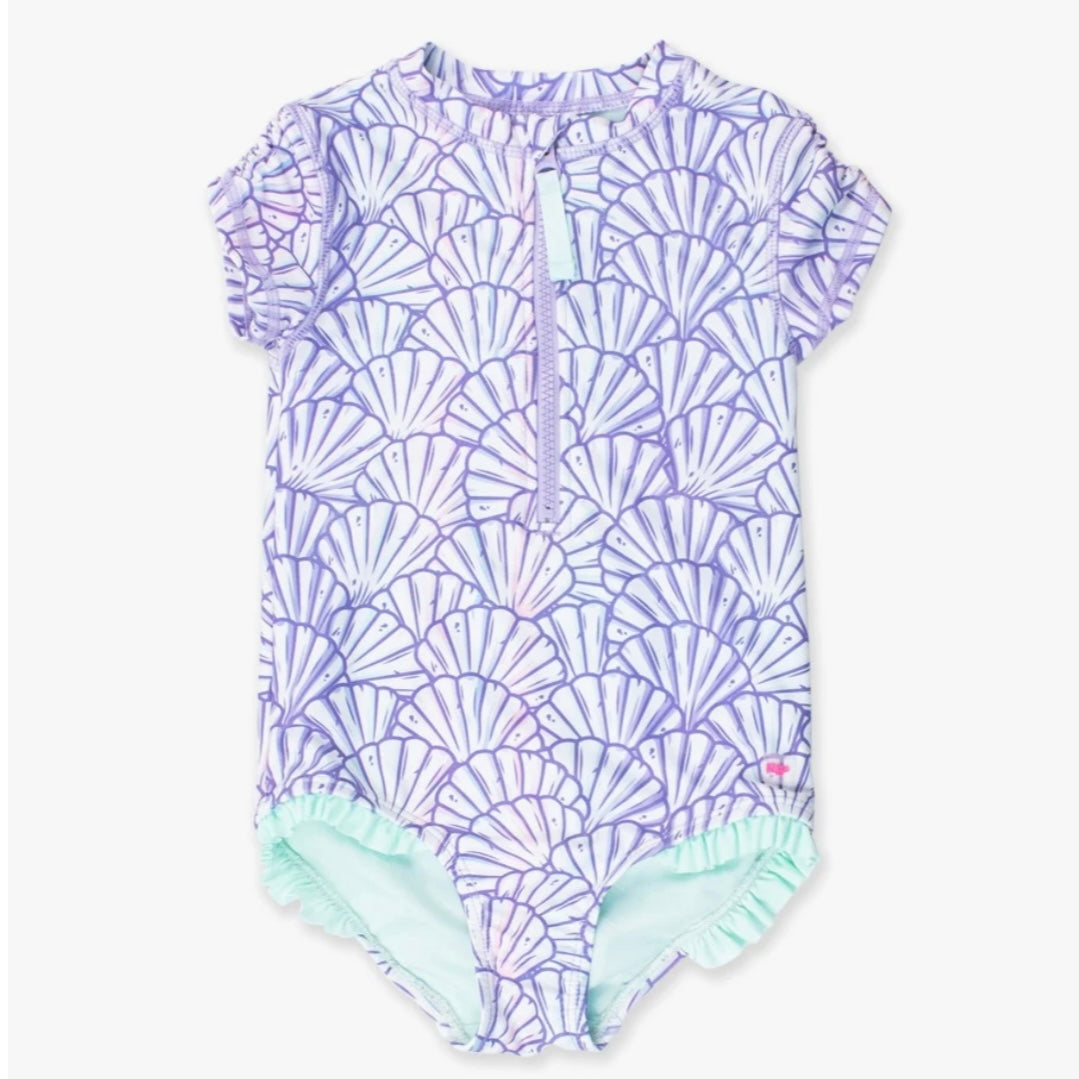 Ruffle Butts Girls Magical Mermaids SS One Piece Rash Guard