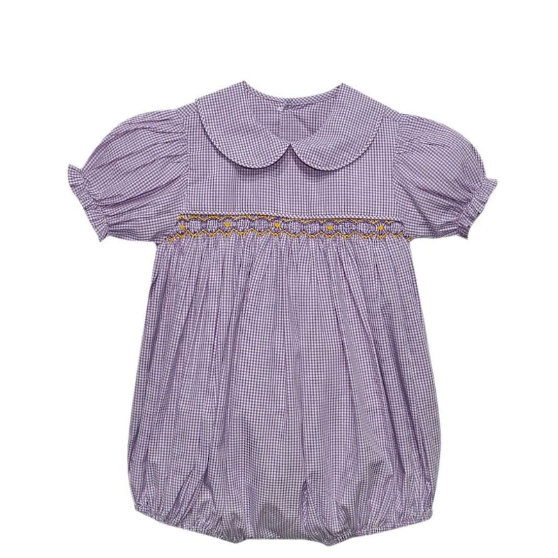 Southern Saturday Girls Tiger Purple/Gold Smocked Bubble
