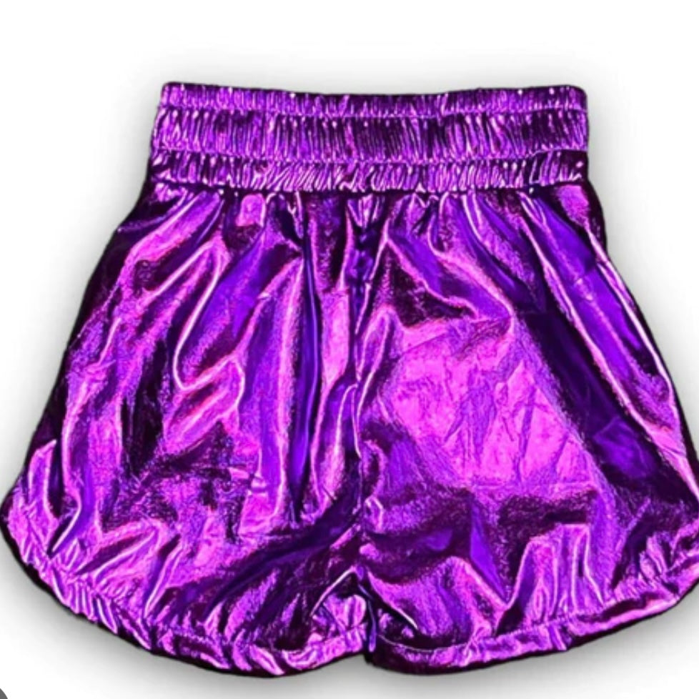 Belle Cher Metallic Shorts-Available in Purple and Gold