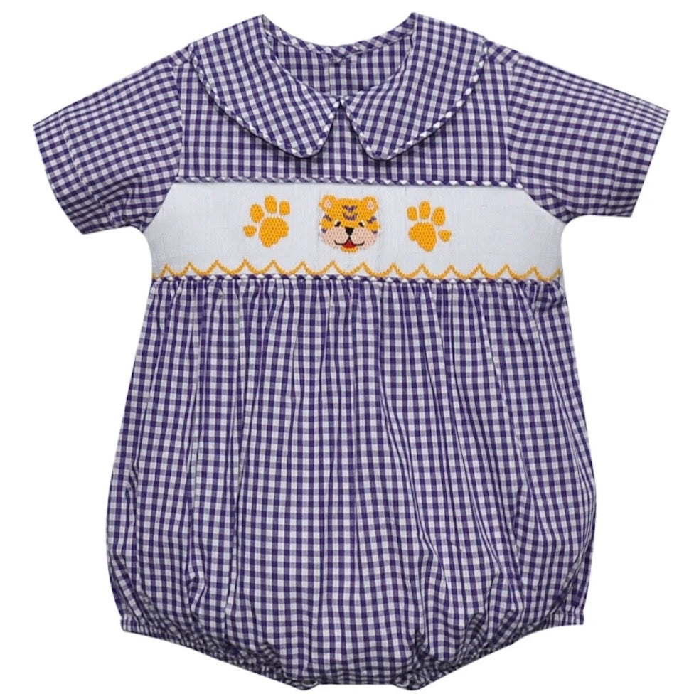 Southern Saturday Boys Smocked Tiger Bubble
